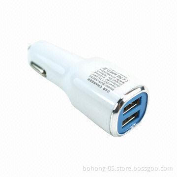 Mini Car Charger (Double USB Plug), MOQ: 500pcs